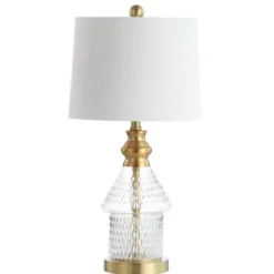 Table Lamps-Kirkland's Home Gold And Clear Bubble Glass Table Lamp White
