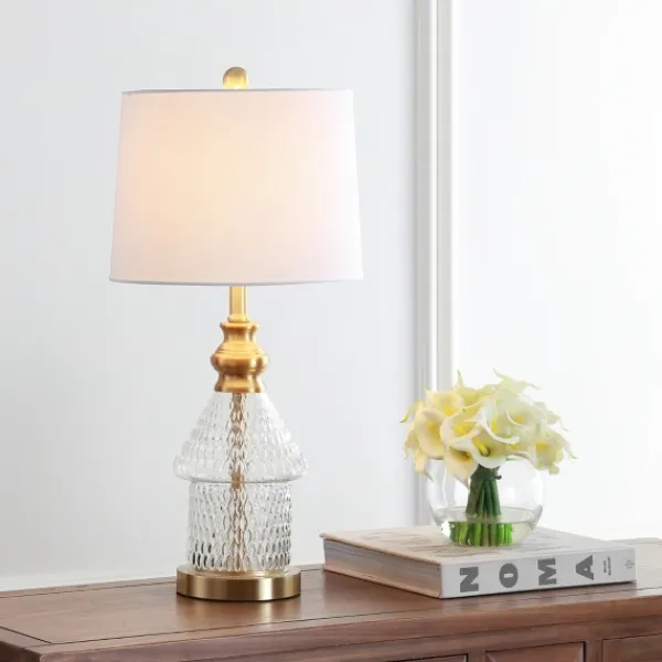 Table Lamps-Kirkland's Home Gold And Clear Bubble Glass Table Lamp White