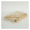 Blankets & Throws-Kirkland's Home Gold And Ivory Striped Cotton Throw Gold/Ivory