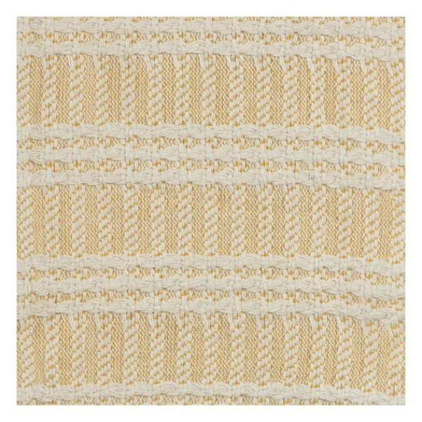 Blankets & Throws-Kirkland's Home Gold And Ivory Striped Cotton Throw Gold/Ivory