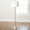 Floor Lamps-Kirkland's Home Gold And Marble Base Floor Lamp White