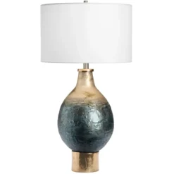 Table Lamps-Kirkland's Home Gold And Navy Ombre Glass Orb Table Lamp White