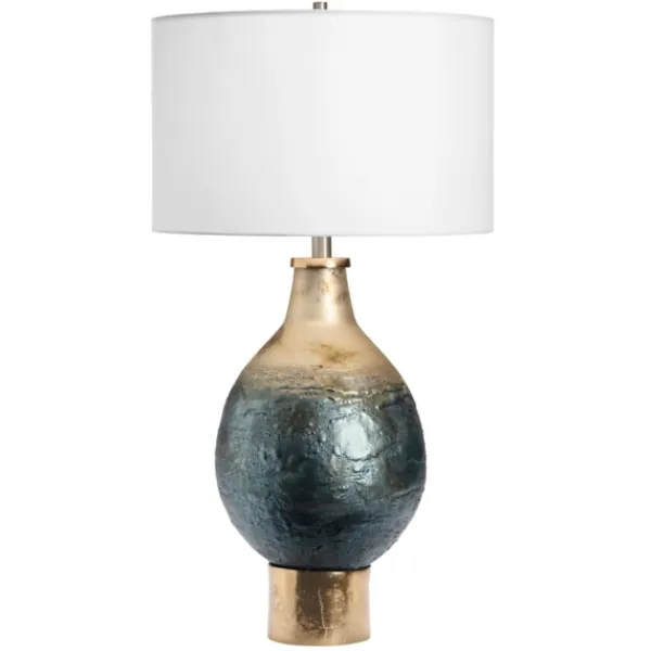 Table Lamps-Kirkland's Home Gold And Navy Ombre Glass Orb Table Lamp White