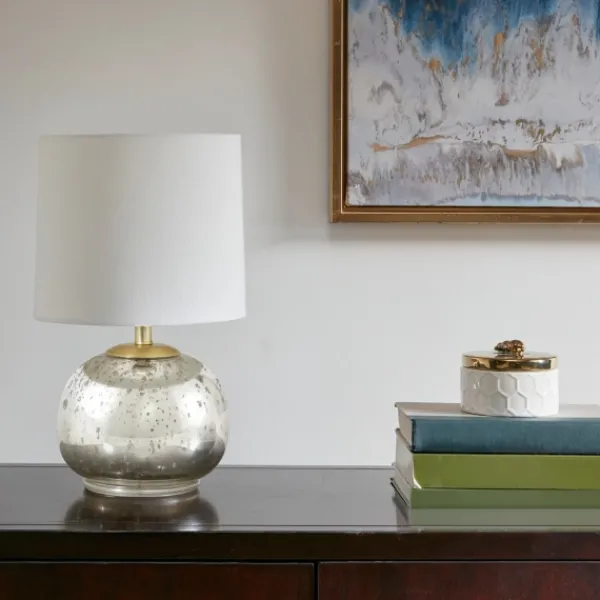 Table Lamps-Kirkland's Home Gold And Silver Mercury Glass Table Lamp White