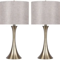 Table Lamps-Kirkland's Home Gold And Tapered Table Lamps, Set Of 2 Gray
