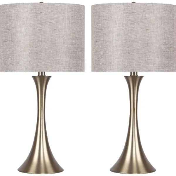 Table Lamps-Kirkland's Home Gold And Tapered Table Lamps, Set Of 2 Gray