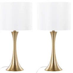 Table Lamps-Kirkland's Home Gold And Tapered Table Lamps Set Of 2 White