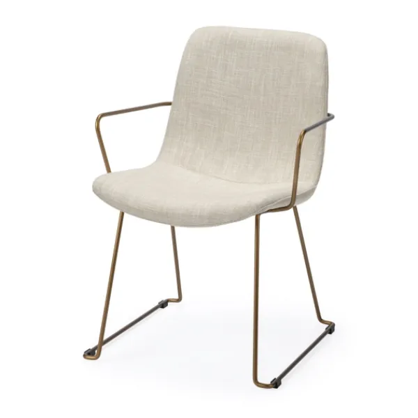 Dining Chairs-Kirkland's Home Gold And Upholstered Dining Chair Ivory