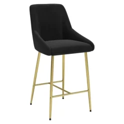 Bar Stools & Counter Height Stools-Kirkland's Home Gold And Velvet Counter Stool Black