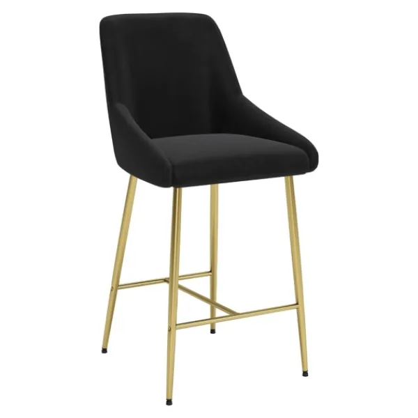 Bar Stools & Counter Height Stools-Kirkland's Home Gold And Velvet Counter Stool Black