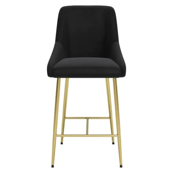 Bar Stools & Counter Height Stools-Kirkland's Home Gold And Velvet Counter Stool Black