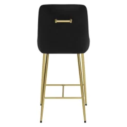 Bar Stools & Counter Height Stools-Kirkland's Home Gold And Velvet Counter Stool Black