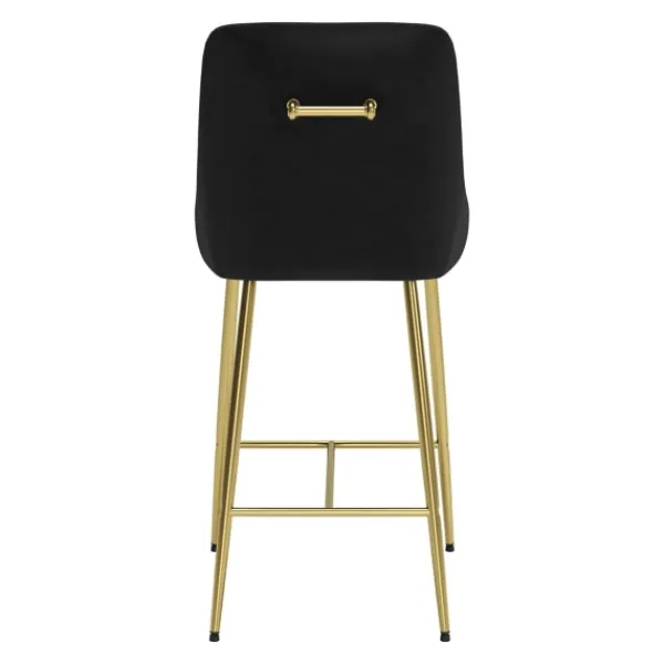 Bar Stools & Counter Height Stools-Kirkland's Home Gold And Velvet Counter Stool Black
