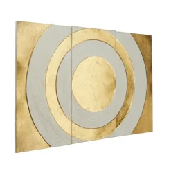 Wall Plaques-Kirkland's Home Gold And White Abstract Ripple Wall Plaque White/Gold