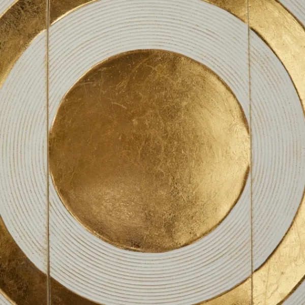 Wall Plaques-Kirkland's Home Gold And White Abstract Ripple Wall Plaque White/Gold