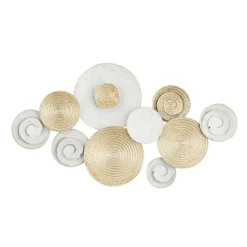 Wall Plaques-Kirkland's Home Gold And White Round Layered Plates Wall Sculpture Gold/White