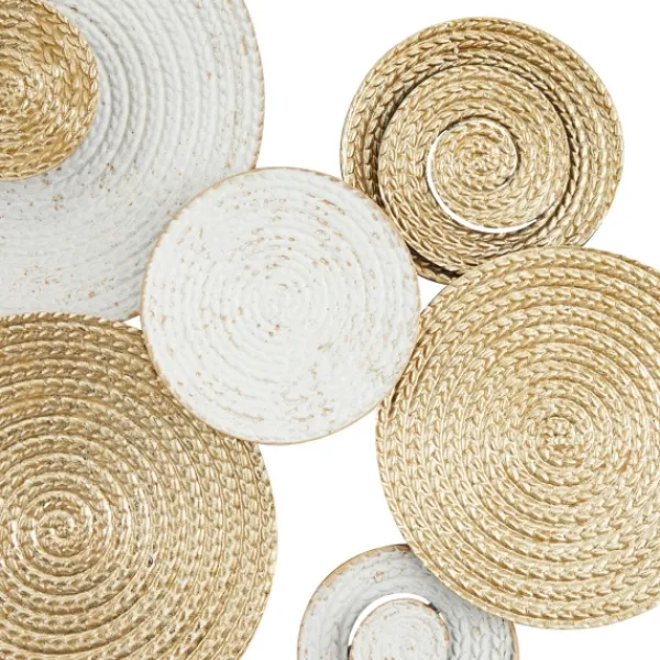 Wall Plaques-Kirkland's Home Gold And White Round Layered Plates Wall Sculpture Gold/White