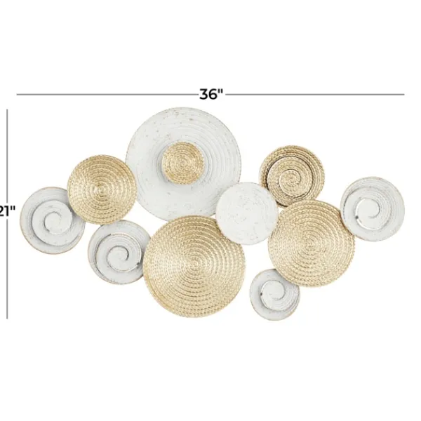 Wall Plaques-Kirkland's Home Gold And White Round Layered Plates Wall Sculpture Gold/White