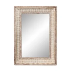 Decorative Mirrors-Kirkland's Home Gold And White Washed Carved Frame Mirror