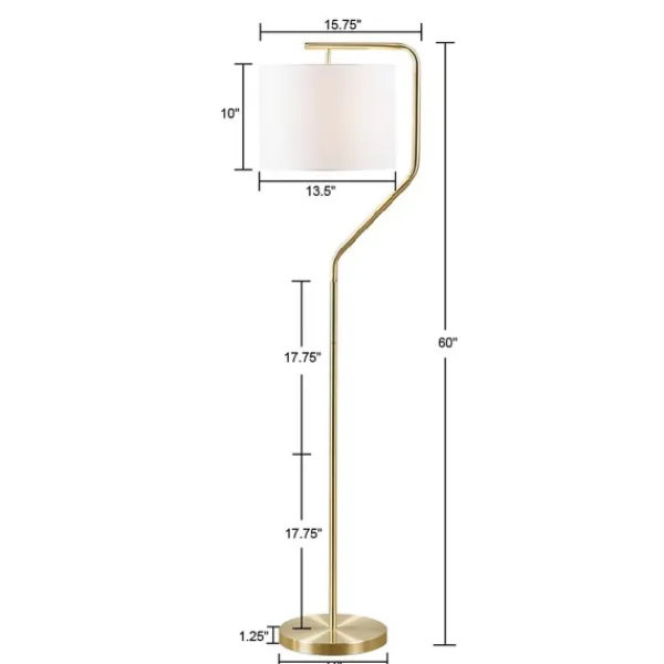 Floor Lamps-Kirkland's Home Gold Angular Modern Floor Lamp Ivory