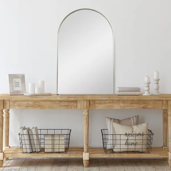 Decorative Mirrors-Kirkland's Home Gold Arch Frame Modern Wall Mirror