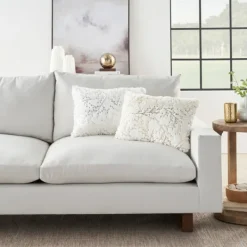 Pillows-Kirkland's Home Gold Branches Faux Fur Lumbar Pillow White/Gold