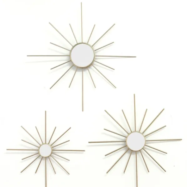 Decorative Mirrors-Kirkland's Home Gold Burst Decorative Wall Mirrors, Set Of 3