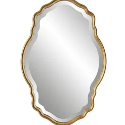 Decorative Mirrors-Kirkland's Home Gold Curved Beveled Frame Mirror