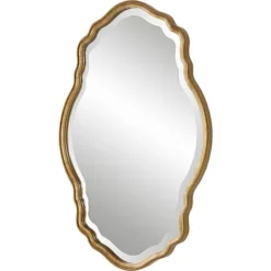 Decorative Mirrors-Kirkland's Home Gold Curved Beveled Frame Mirror
