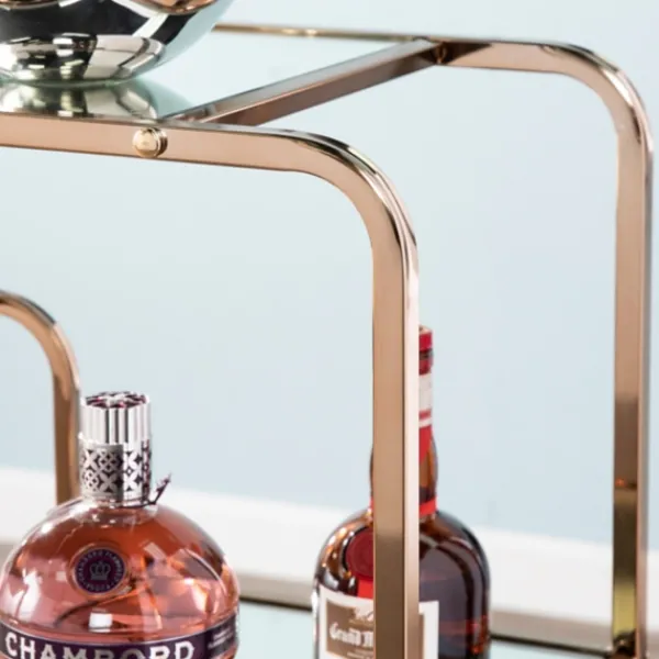 Kitchen Islands & Bar Carts-Kirkland's Home Gold Curved Metal Mirrored Bar Cart