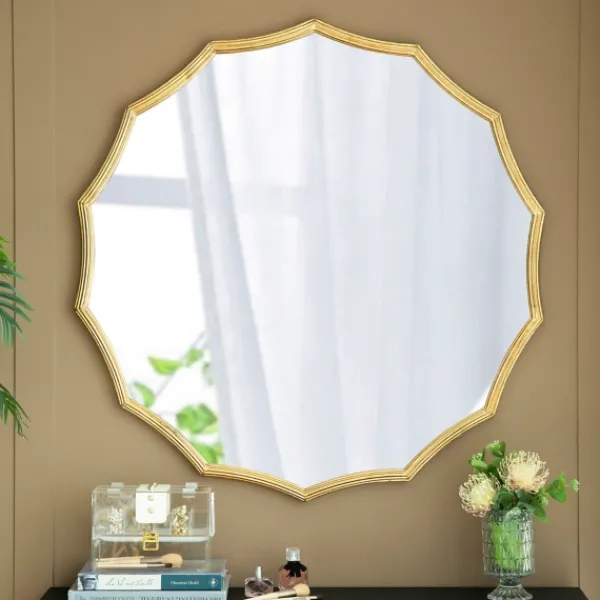 Decorative Mirrors-Kirkland's Home Gold Curved Sunburst Wall Mirror