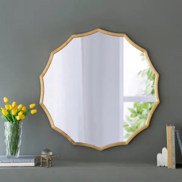 Decorative Mirrors-Kirkland's Home Gold Curved Sunburst Wall Mirror