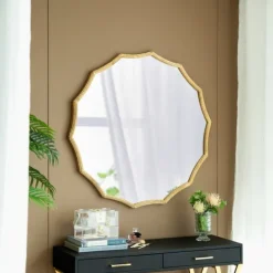 Decorative Mirrors-Kirkland's Home Gold Curved Sunburst Wall Mirror