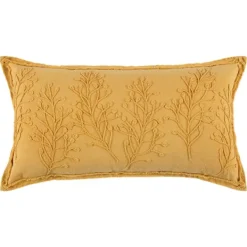 Pillows-Kirkland's Home Gold Embroidered Botanical Pillow Yellow