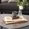 Decorative Trays-Kirkland's Home Gold Flat Enamel Trim 2-Pc. Decorative Tray Set Gold/White/Brown