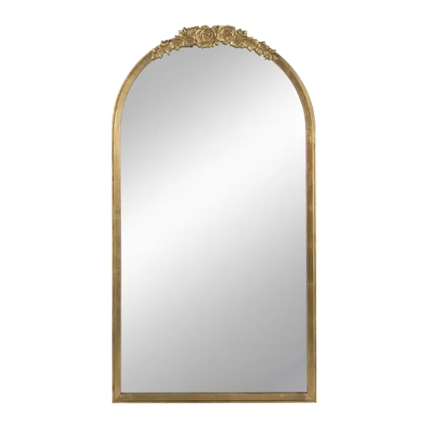 Decorative Mirrors-Kirkland's Home Gold Floral Top Arch Frame Floor Mirror, 27X52 In.
