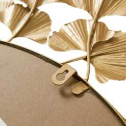 Decorative Mirrors-Kirkland's Home Gold Foil Leaf Framed Round Wall Mirror