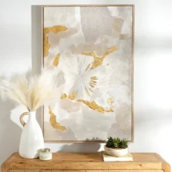 Framed Art-Kirkland's Home Gold Foil Patches Framed Art Print White/Gray/Gold