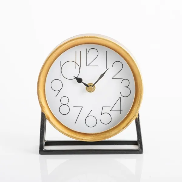 Decorative Accents-Kirkland's Home Gold Frame Modern Tabletop Clock Gold/White/Black