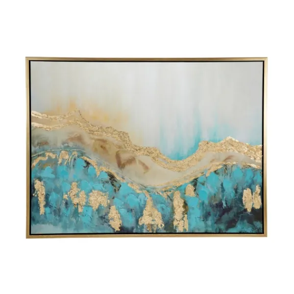 Framed Art-Kirkland's Home Gold Geode Slice Framed Canvas Art Print Blue/White/Gold