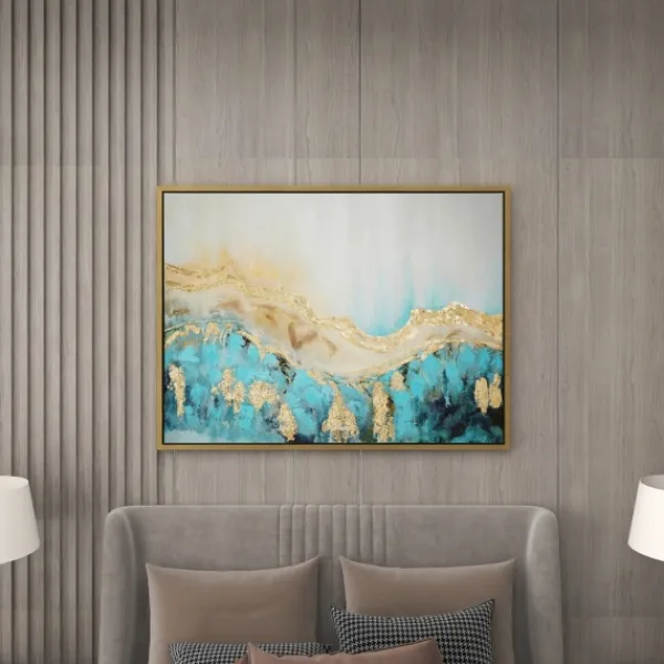 Framed Art-Kirkland's Home Gold Geode Slice Framed Canvas Art Print Blue/White/Gold