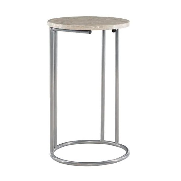 Accent & End Tables-Kirkland's Home Gold Geometric Mosaic Capiz And Metal C-Table