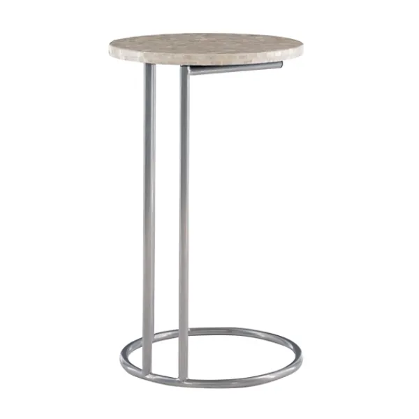 Accent & End Tables-Kirkland's Home Gold Geometric Mosaic Capiz And Metal C-Table