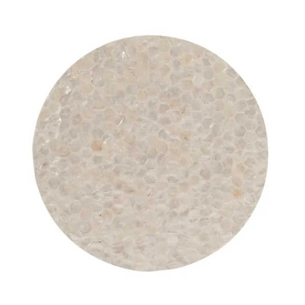 Accent & End Tables-Kirkland's Home Gold Geometric Mosaic Capiz And Metal C-Table