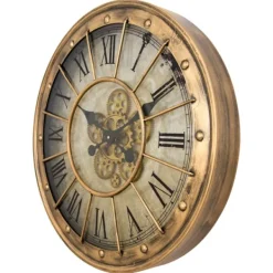 Clocks-Kirkland's Home Gold Gilded Frame Round Wall Clock