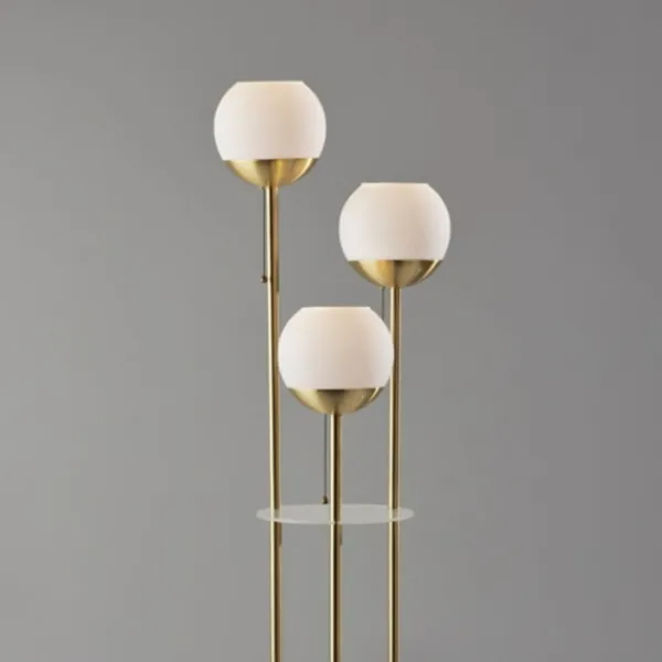 Floor Lamps-Kirkland's Home Gold Globe 3-Light Shelf Floor Lamp Gold/White