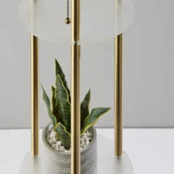 Floor Lamps-Kirkland's Home Gold Globe 3-Light Shelf Floor Lamp Gold/White