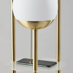 Floor Lamps-Kirkland's Home Gold Globe 3-Light Shelf Floor Lamp Gold/White