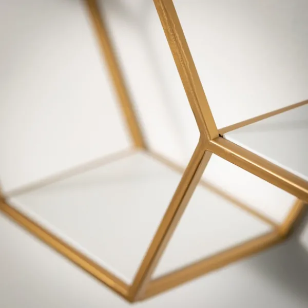 Shelves-Kirkland's Home Gold Hexagonal Metal Frame White Wall Shelf