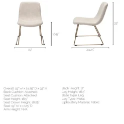 Dining Chairs-Kirkland's Home Gold Iron And Fabric Dining Chairs, Set Of 2 Ivory